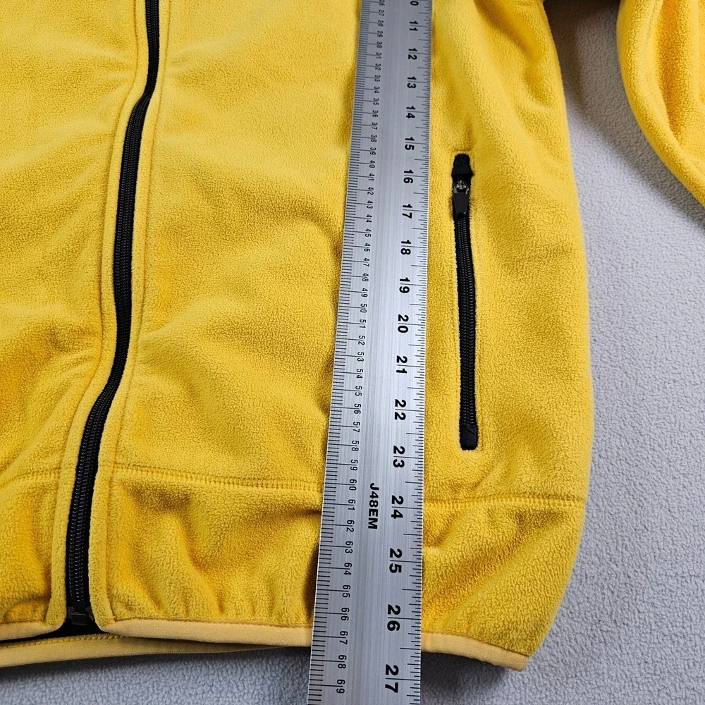 Lands' End Fleece Jacket Mens L Yellow Full Zip Mock Neck Outdoor‎ Casual